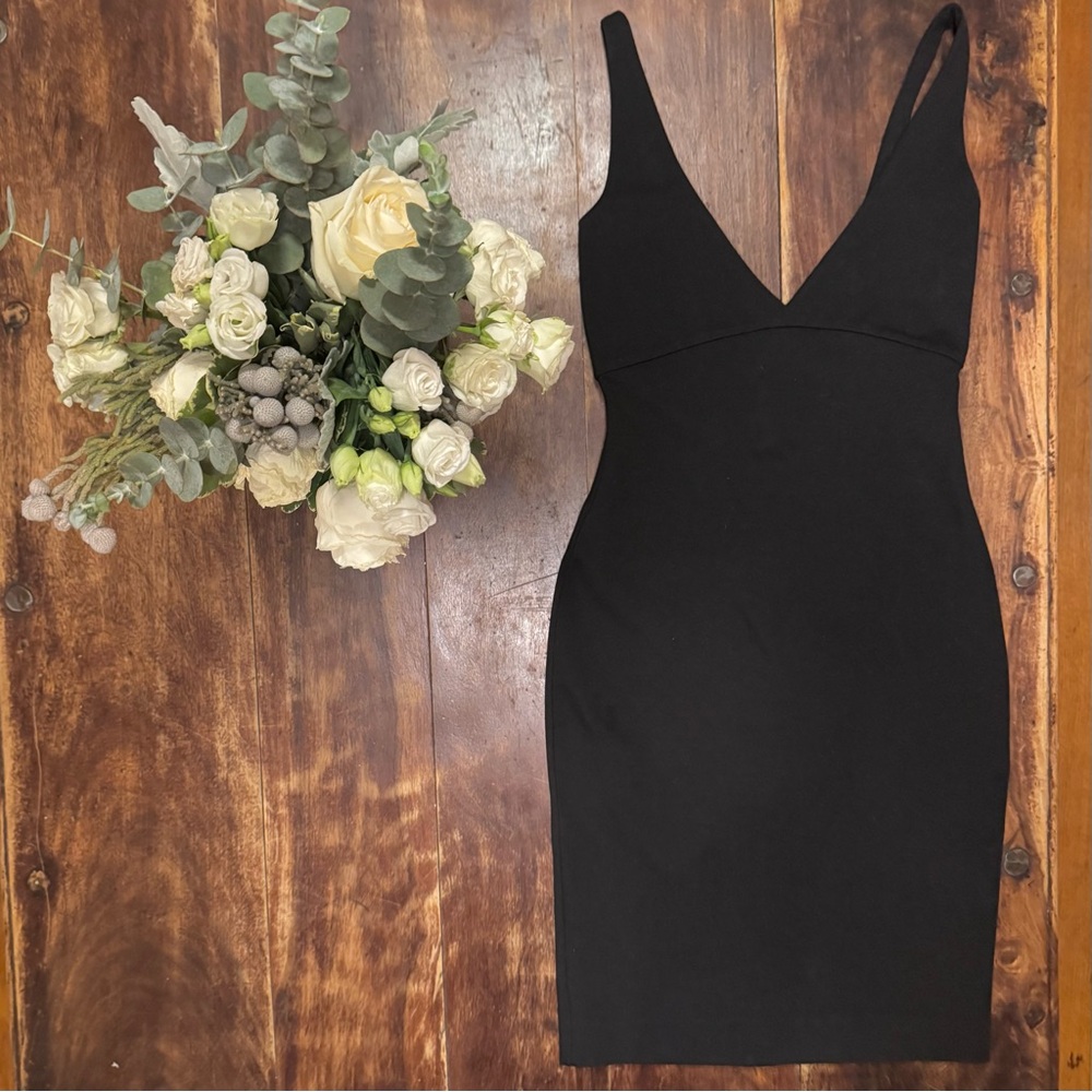 DSQUARED2 Black Deep V Front & Back Bodycon Dress S